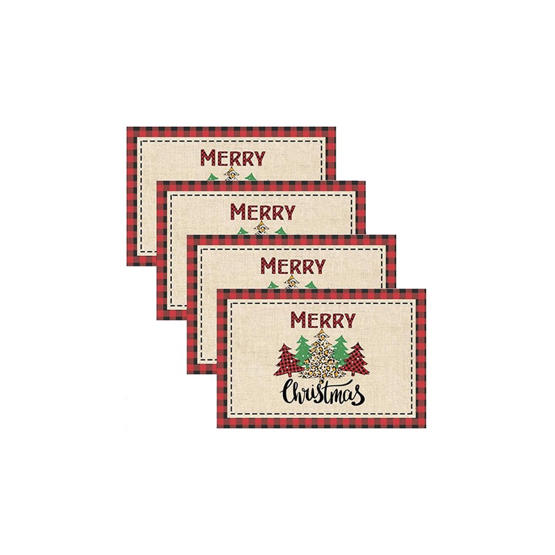 zestawy podkładek świątecznych 30x45 cm, lniane podkładki świąteczne, prostokątne podkładki świąteczne, do dekoracji stołu w jadalni i na przyjęcia