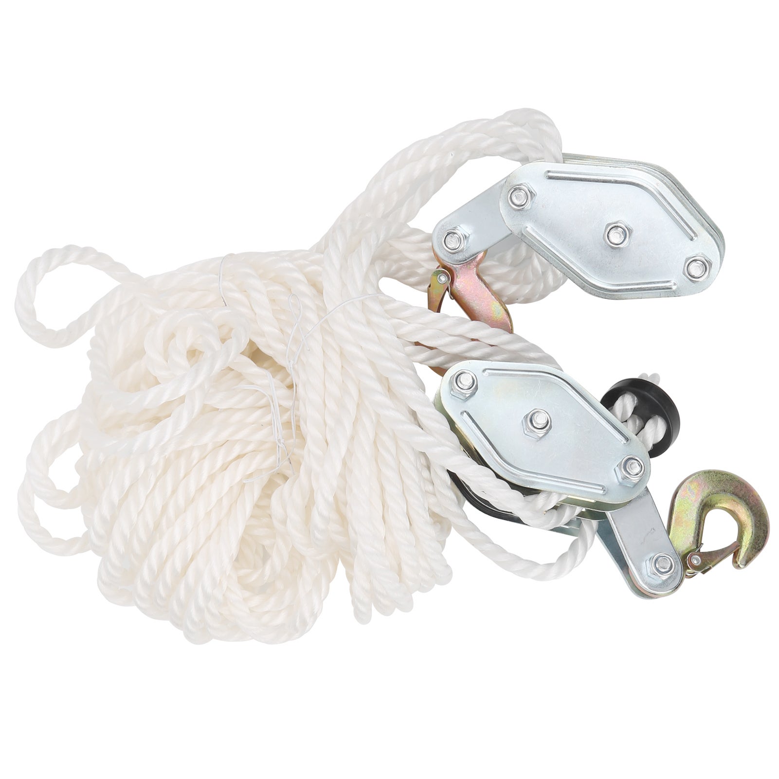 Blocco di sollevamento con gancio in acciaio zincato con capacità di carico di 4000 libbre e fune multi-nylon - 2