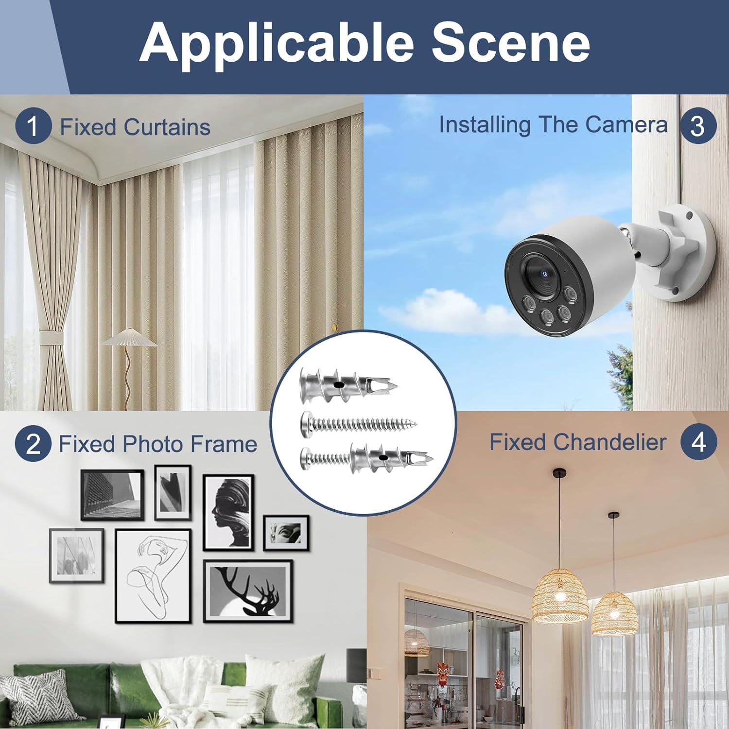 40 Pièces Chevilles Autoperceuses pour Placoplatre, Fixation Mural Haute Charge, Vis pour Béton, Briques et Plâtre - Idéal pour Cadres Photo et Plus - 5