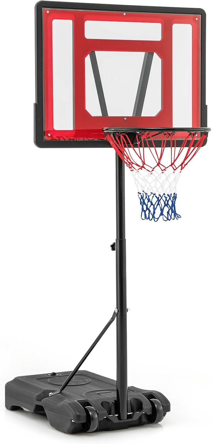 Canasta De Baloncesto Portátil Con Altura Ajustable De 135 A 305 Cm – Base Rellenable Y Ruedas – Ideal Para Interiores Y Exteriores – Para Adolescentes Y Adultos