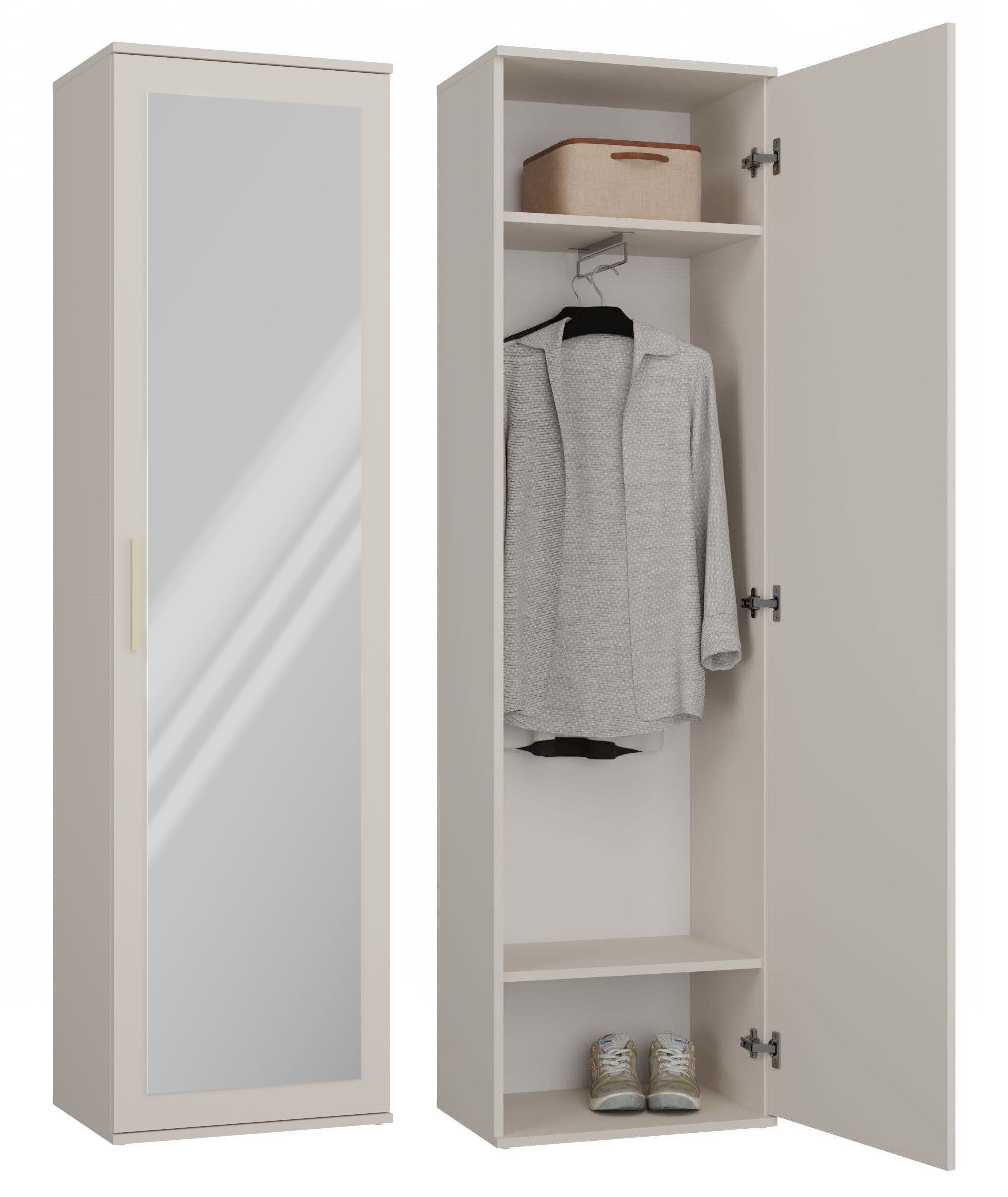 Szafa Topeshop Duo Lustro Kaszmir Beż Do Przedpokoju 35x50x180 cm