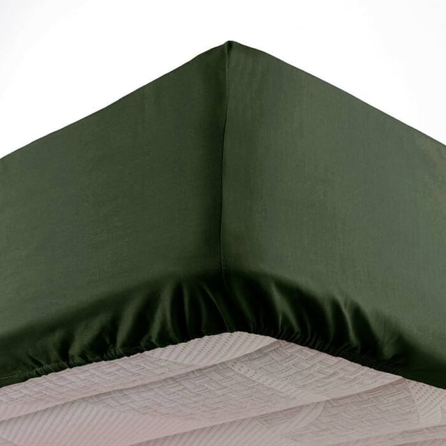Drap housse 1 personne 90 x 190 cm microfibre unie oscar Kaki