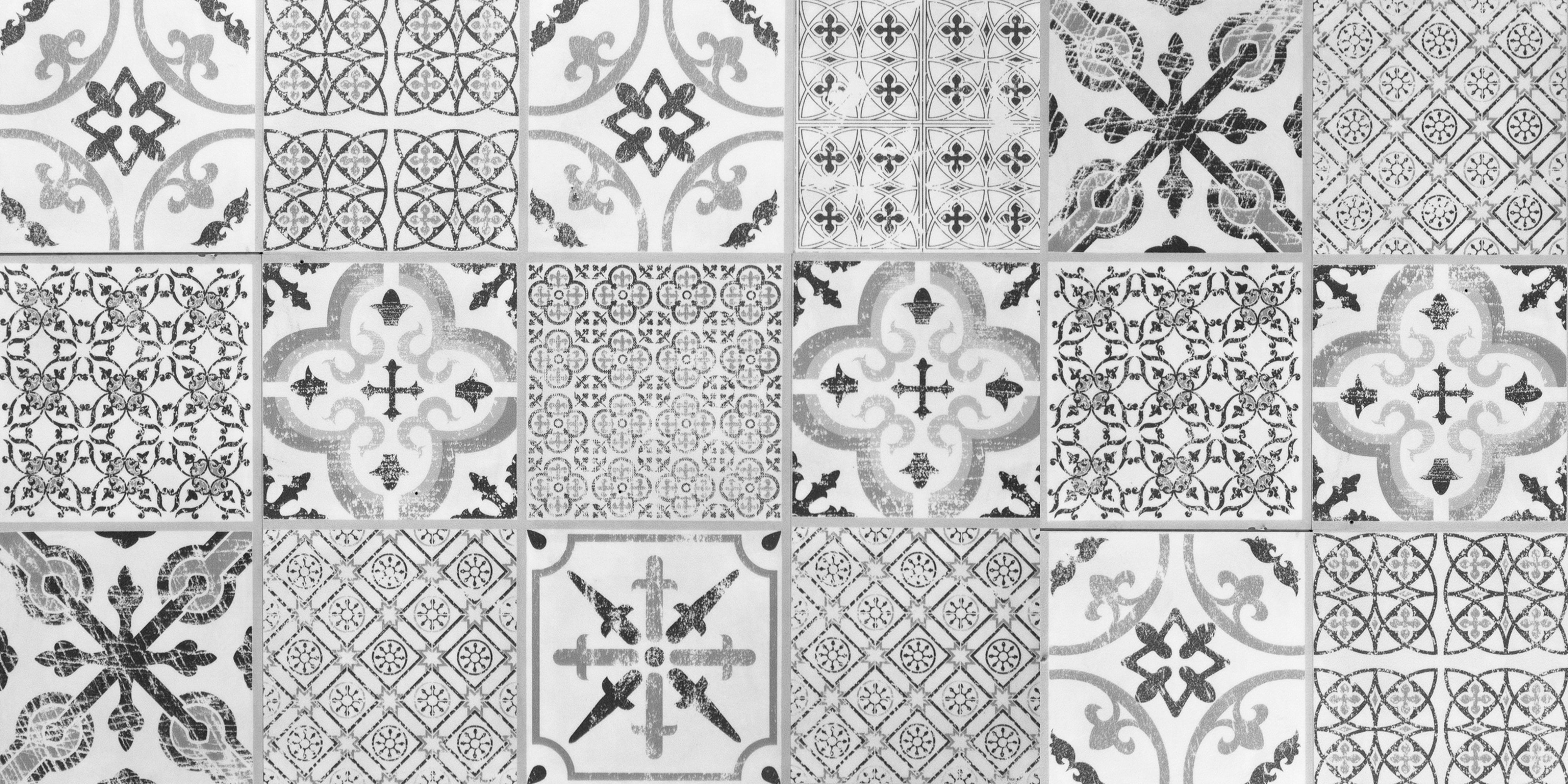 Dywanik winylowy Collage vintage szary 50x100 cm - PVC antypoślizgowy, winylowy do kuchni lub salonu, zmywalny, wodoodporny, szary