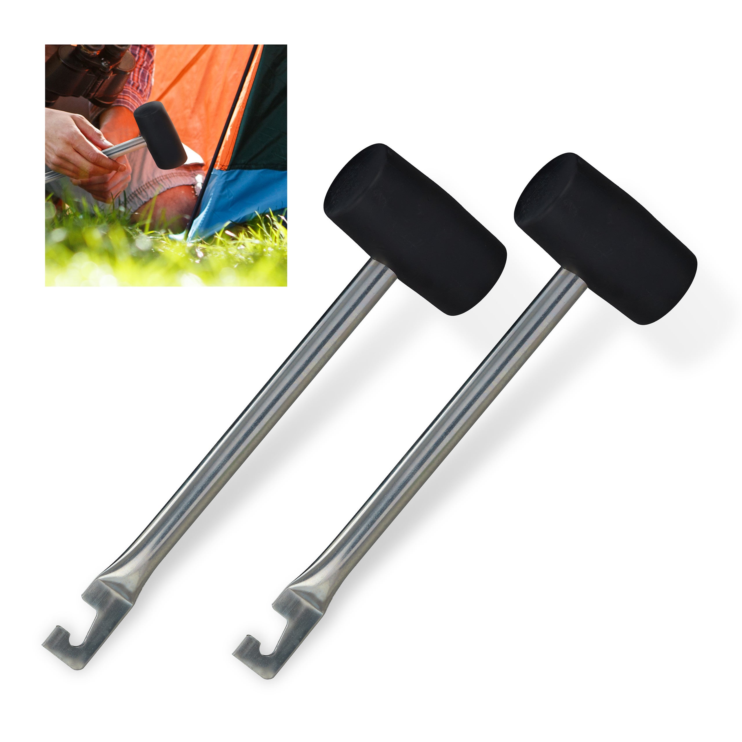 Marteau de camping avec extracteur de clous et ouvre-bouteille en acier inoxydab