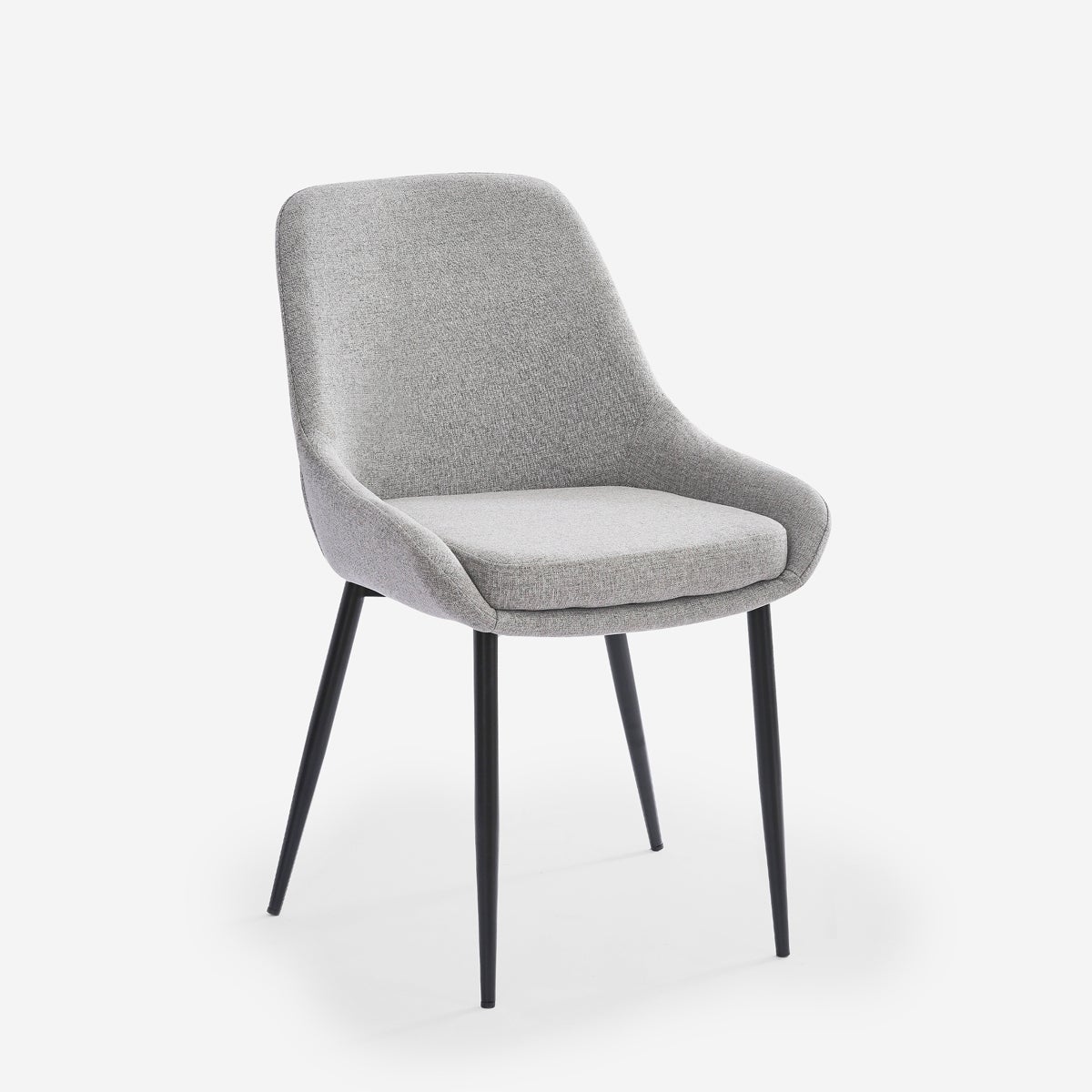 Sedia moderna da cucina in tessuto con gambe in metallo nero Piros - Grigio - 4