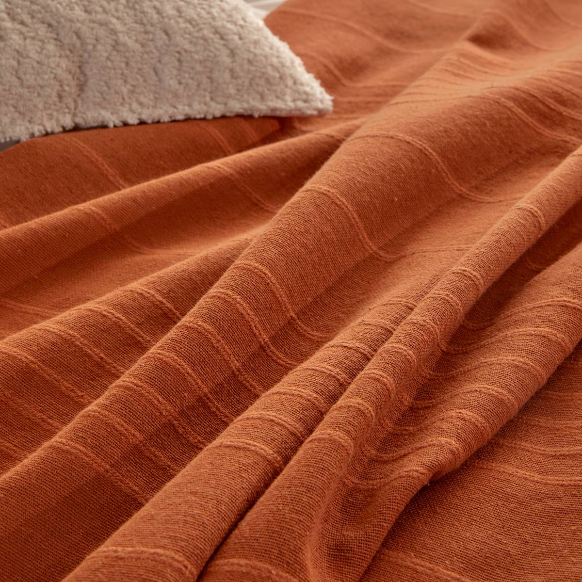 Jeté de lit Anjali 220x160 terracotta en coton - Atmosphera Créateur d'intérieur - 7