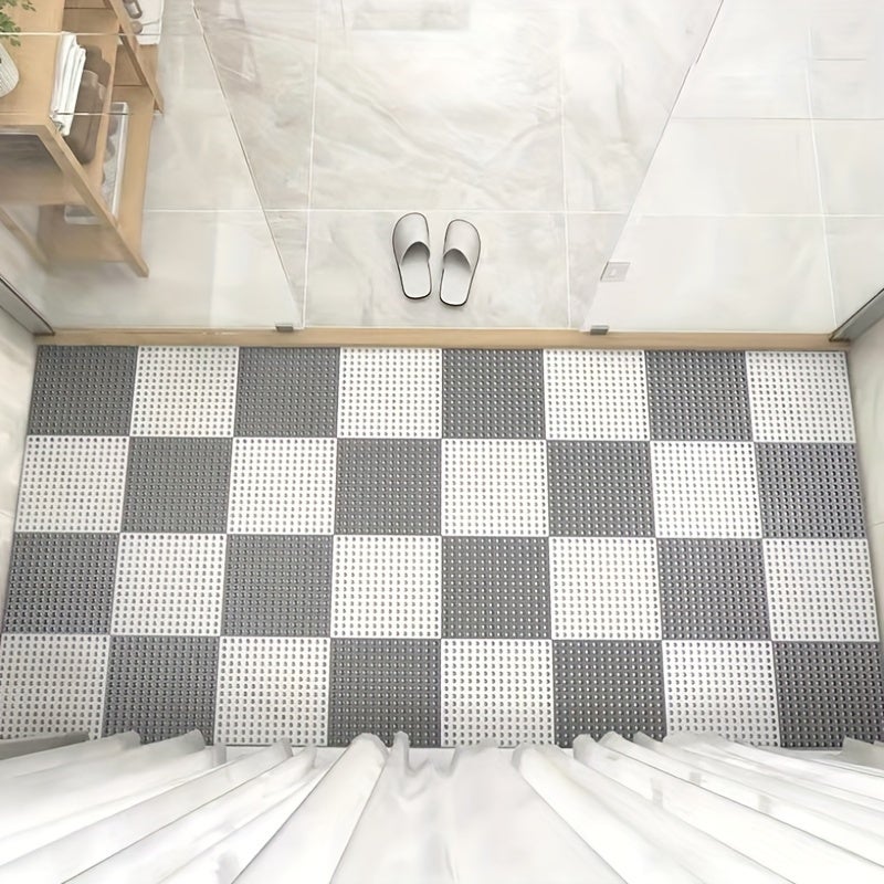 Tapis antidérapants de Massage d'épissure de salle de bains de 4 pièces, tapis de verrouillage de Drainage, tapis de douche de carrelage de sol - 8