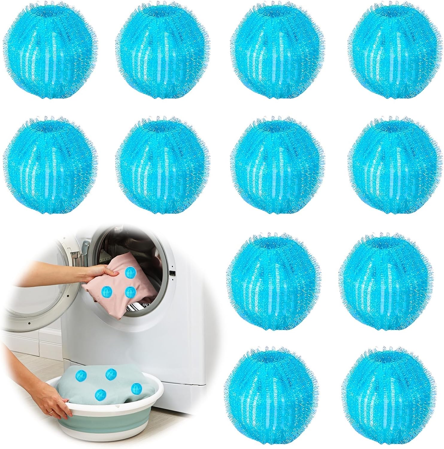 Boules Lavage Réutilisables 8 Boules Anti-Poils Machine à Laver - Attrape Poils Animaux Et Peluches - Réutilisable Et Lavable Anti Enchevêtrement Vêtements