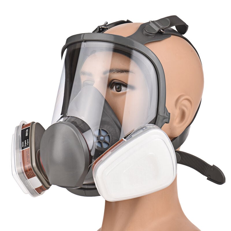 16 en 1 masque complet Masque à gaz 1 corps de masque + 2 x cartouches 3 + 2 x bouchons de filtre + 10 tampons de filtre + 1 sac de rangement - 5