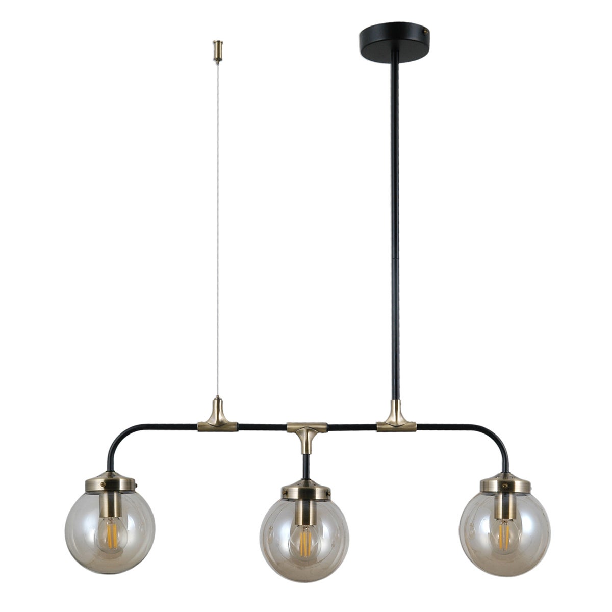 Lampa wisząca szklane kule Valpena czarna 3xE14x5W metal wym:78x78x16cm IP20 Italux