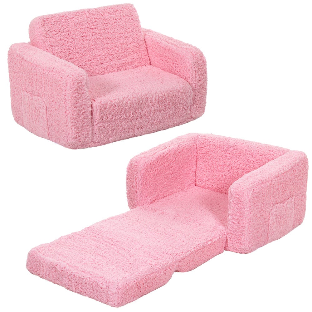 Sillón infantil plegable 2 en 1 sofá sillón para dormitorio, sala de juegos, sala de estar - rosa