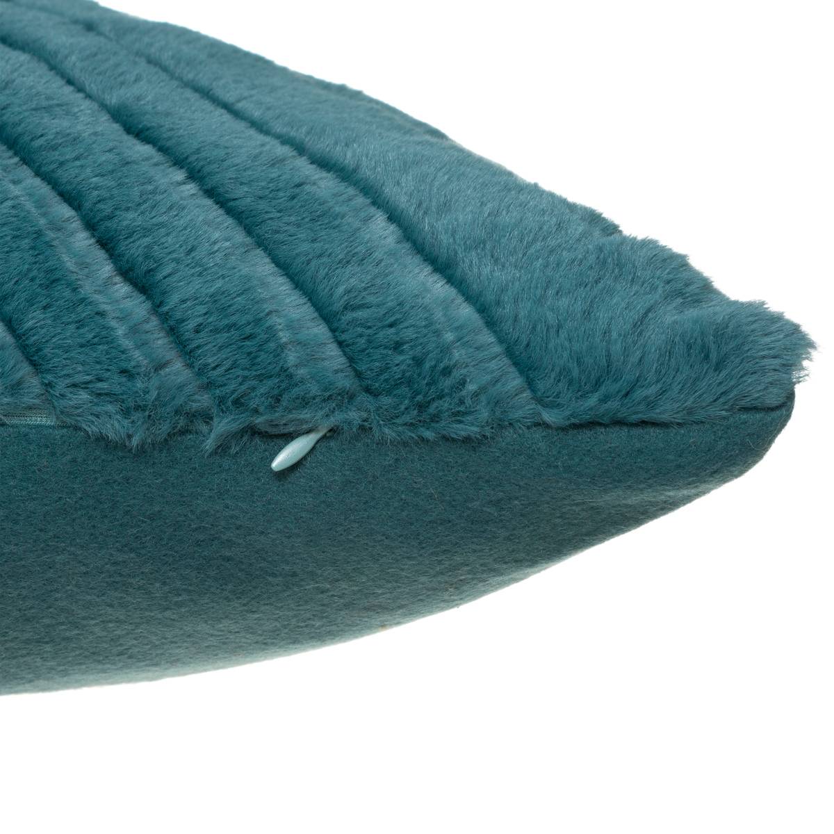 Coussin - effet fourrure - bleu canard - 45x45 cm - Atmosphera créateur d'intérieur - 3