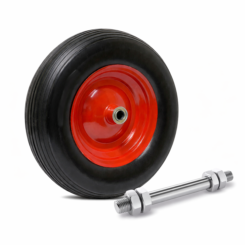 Roue De Brouette Increvable Relaxdays 3.50-6 - Pneu Caoutchouc PU, Jante Plastique, Charge Max 100 Kg, Noir Et Blanc