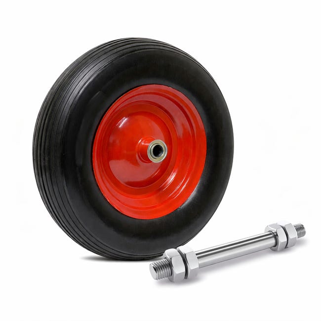 Roue De Brouette Increvable Relaxdays 3.50-6 - Pneu Caoutchouc PU, Jante Plastique, Charge Max 100 Kg, Noir Et Blanc