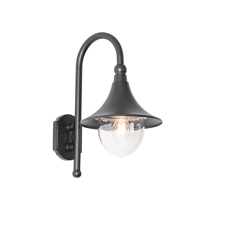 Qazqa classic-antique lampa ścienna zewnętrzna IP44 do ogród - Daphne - czarny, max. 15w, kompatybilny z żarówką LED, e27