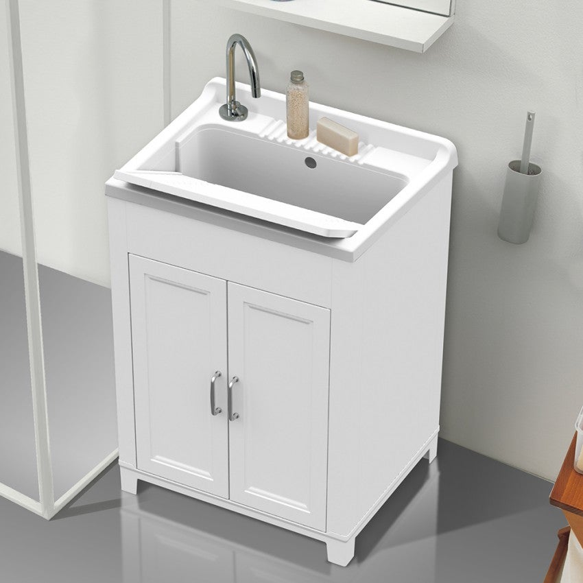 Bac à laver avec meuble en résine 60x50 pour intérieur et extérieur avec planche pour buanderie - 5