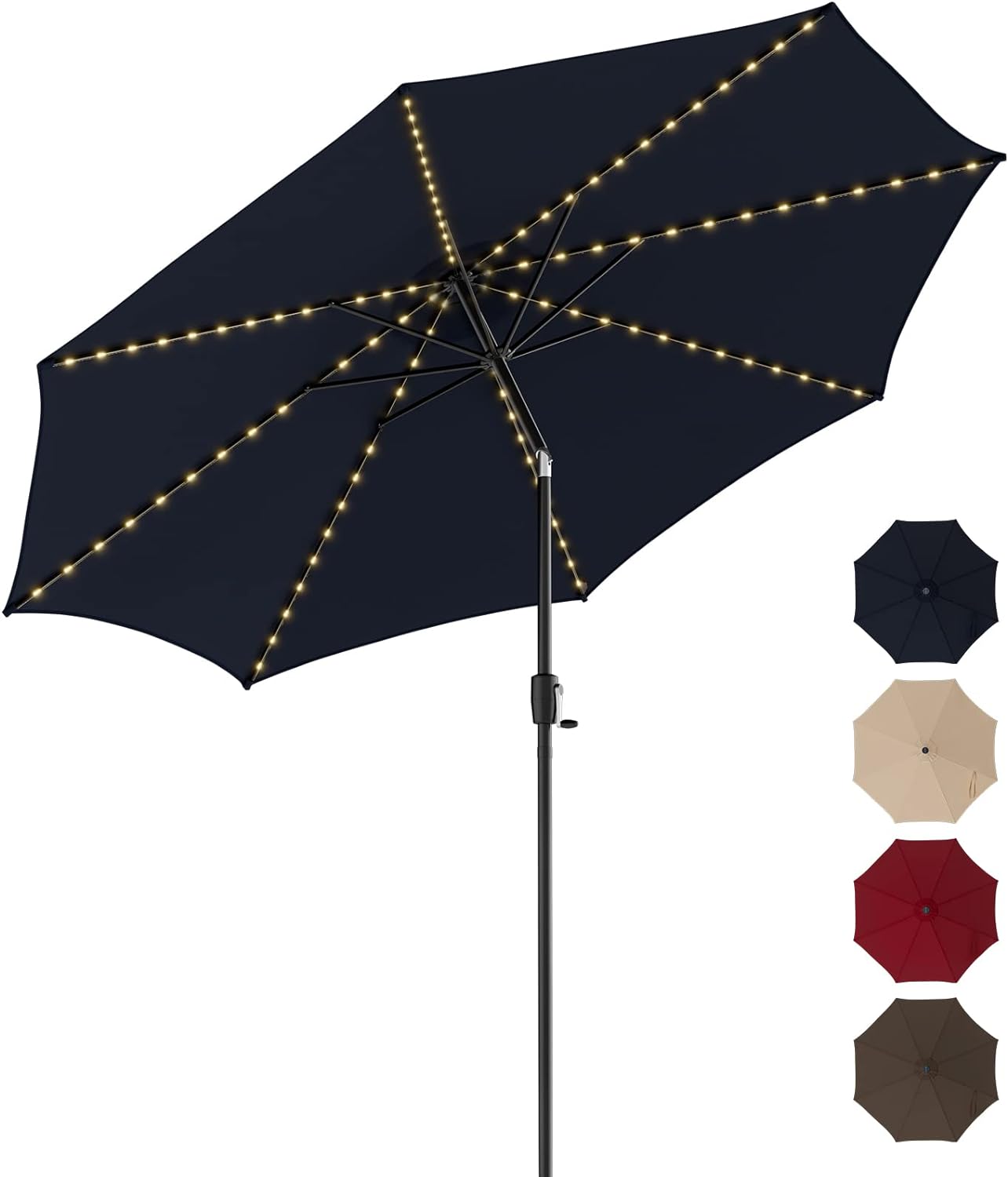 Blissun Parasol Solaire De 2,3 M Avec 18 LED Pour Table De Marché, Bleu