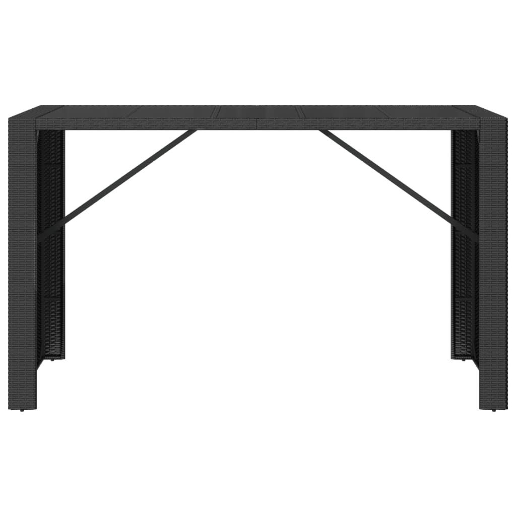 Maison Exclusive - Tavolo da Bar con Piano in Vetro Nero 185x80x110 cm Polyrattan - 3
