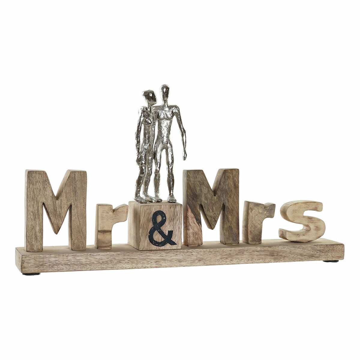 Figura decorativa dkd home decor mr & mrs plateado aluminio (51 x 7,5 x 28 cm)