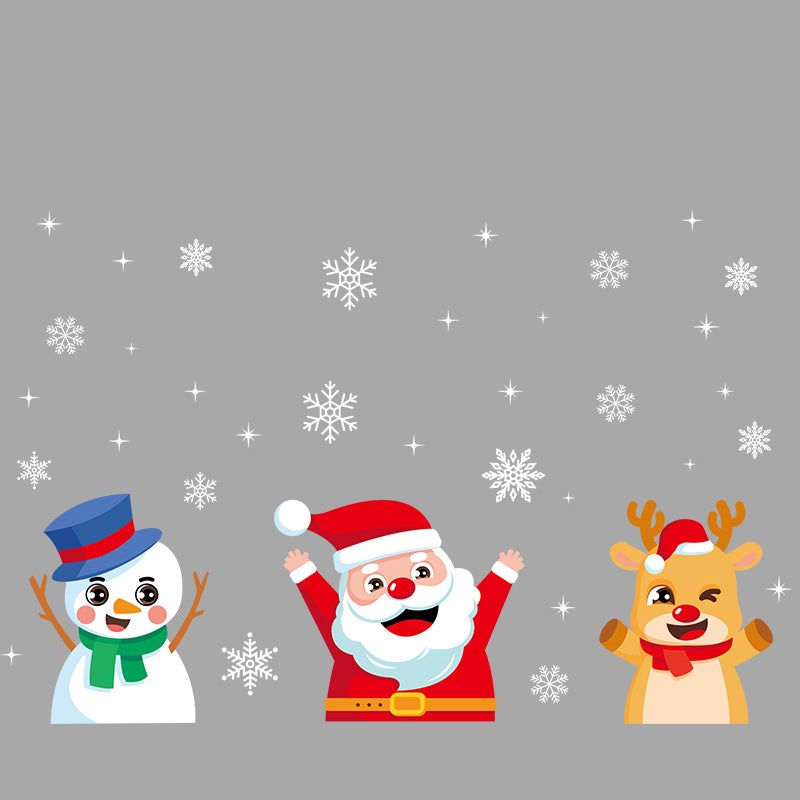 Adesivi a forma di fiocco di neve di Babbo Natale, adesivi elettrostatici per decorazioni natalizie, adesivi per finestre per appendere palle di neve - 5