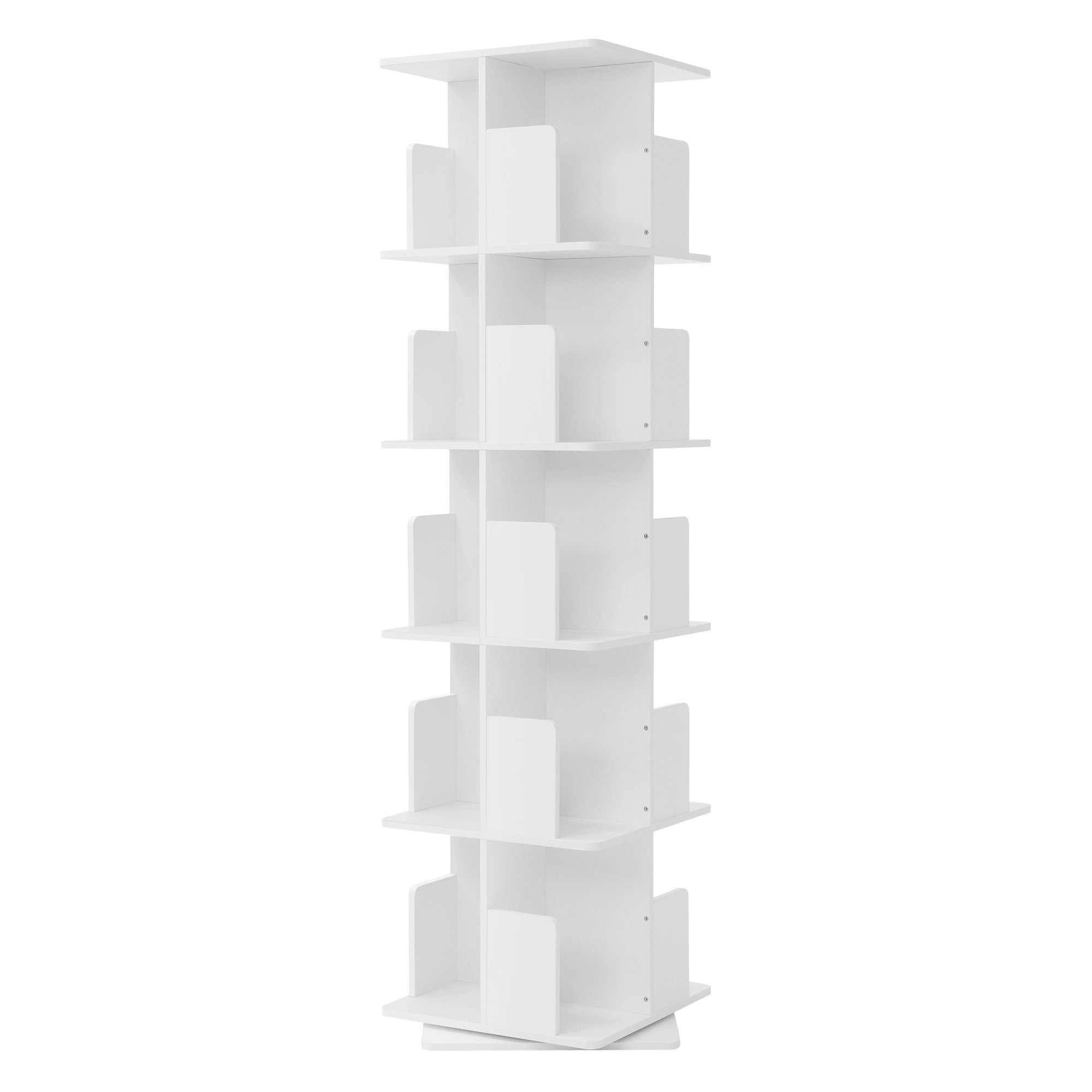 ML-Design regal obrotowy dla dzieci 5 poziomów 20 przegródek biały 360° książki zabawki dekoracje wolnostojący organizer 40x155x40 cm