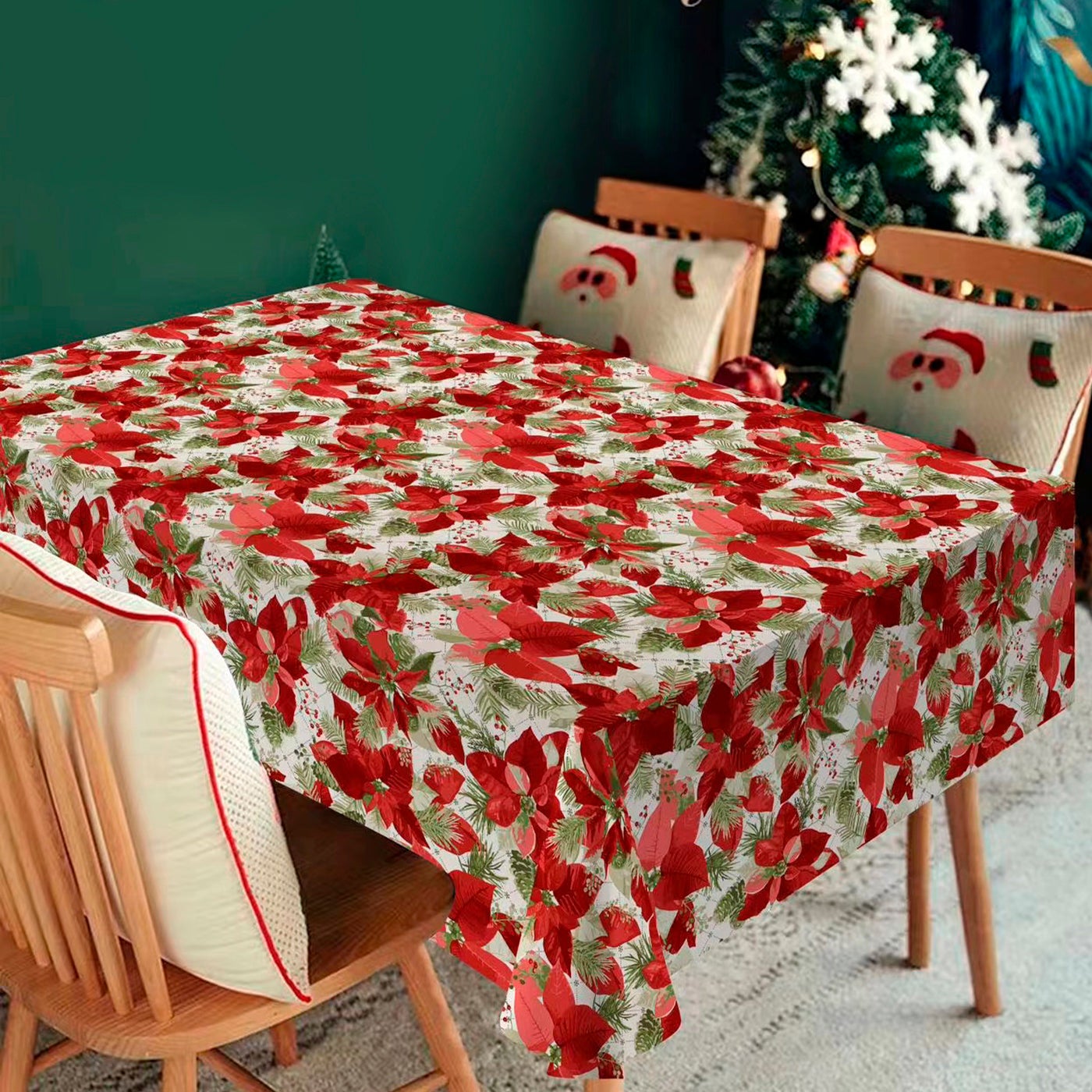 Home mercury- mantel de navidad, rectangular anti manchas, impermeable, estampado. decoración para mesa de navidad (color f, 140x250cm)