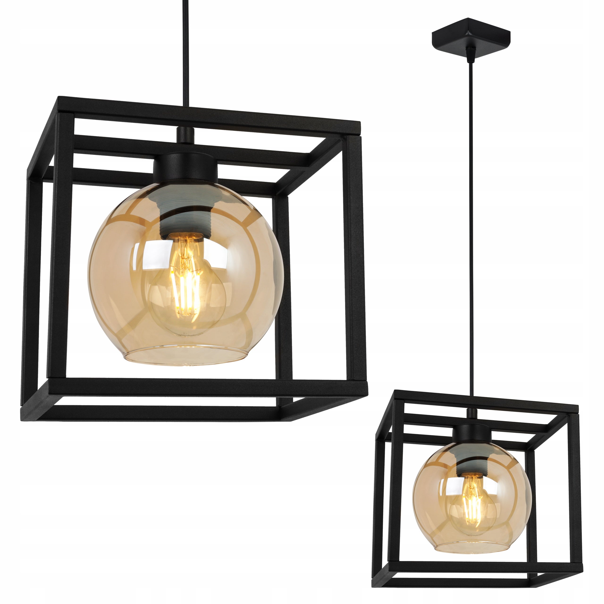 Lampa sufitowa wisząca Haga Cage loft 1xE27 szklany klosz miodowy Light Home LH
