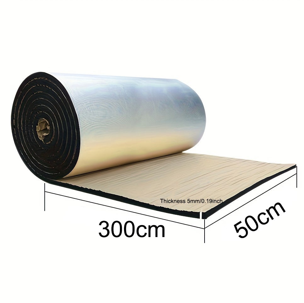 Mousse d'aluminium autocollante 3 m x 0,5 m, coussin d'isolation de toit, coton d'isolation phonique de voiture, imperméable, ignifuge et insonorisé - 4