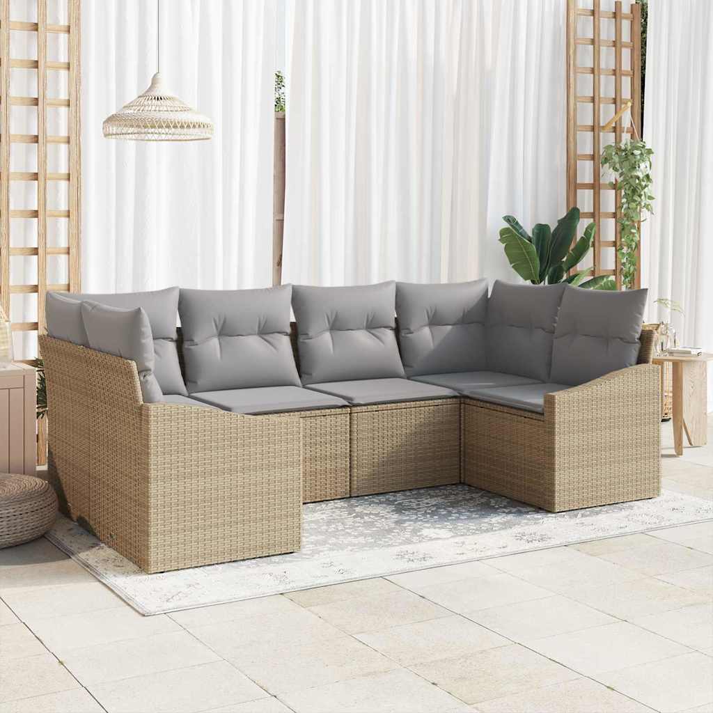 Zestaw Sof z poduszką 6 pcs Beżowy polirattan vidaXL