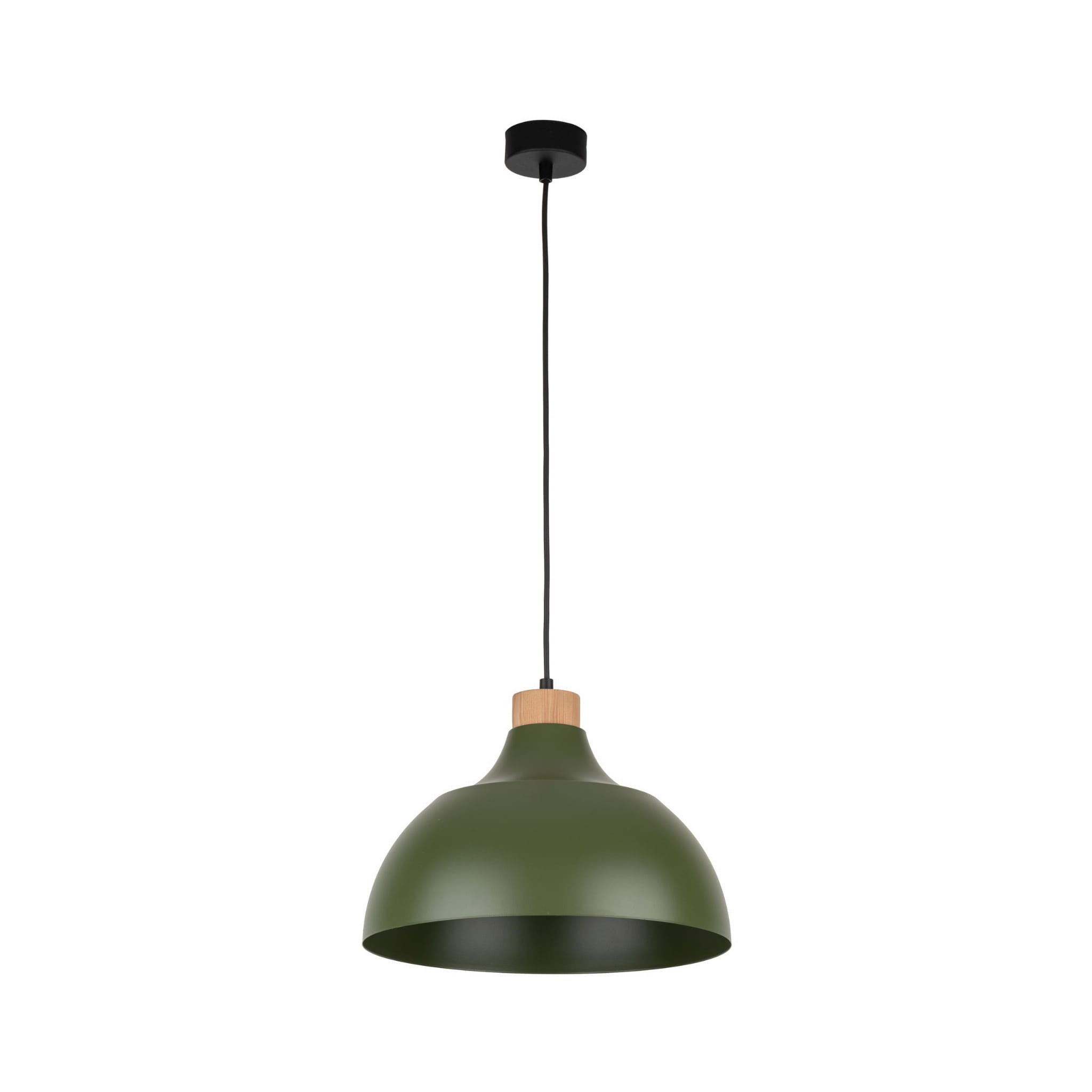 Lampa wisząca Cap zielona - jasne drewno 1xE27x15W wym: 170 x 34 x 34 cm metal TK Lighting