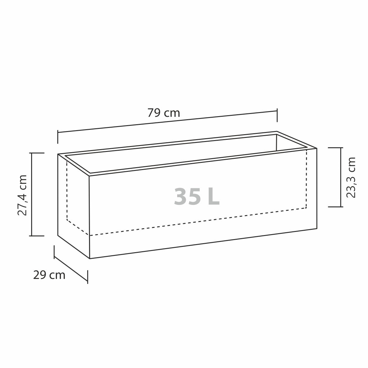Scheurich C-Cube Long 80, pot à fleurs/jardinière, rectangulaire, coloris: Stony Black, fabriqué avec du plastique recyclé, pour l’extérieur - 2