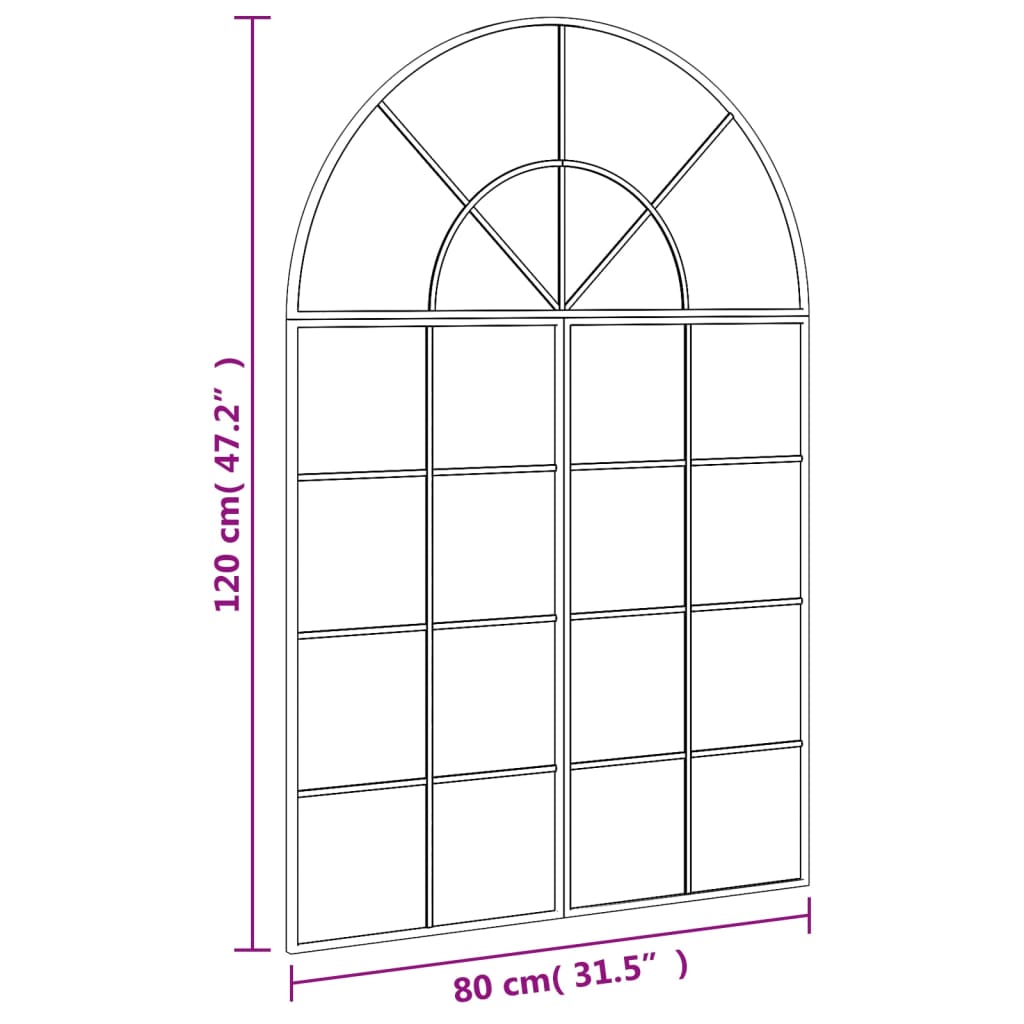 Miroir mural noir 80x120 cm arche fer - 6