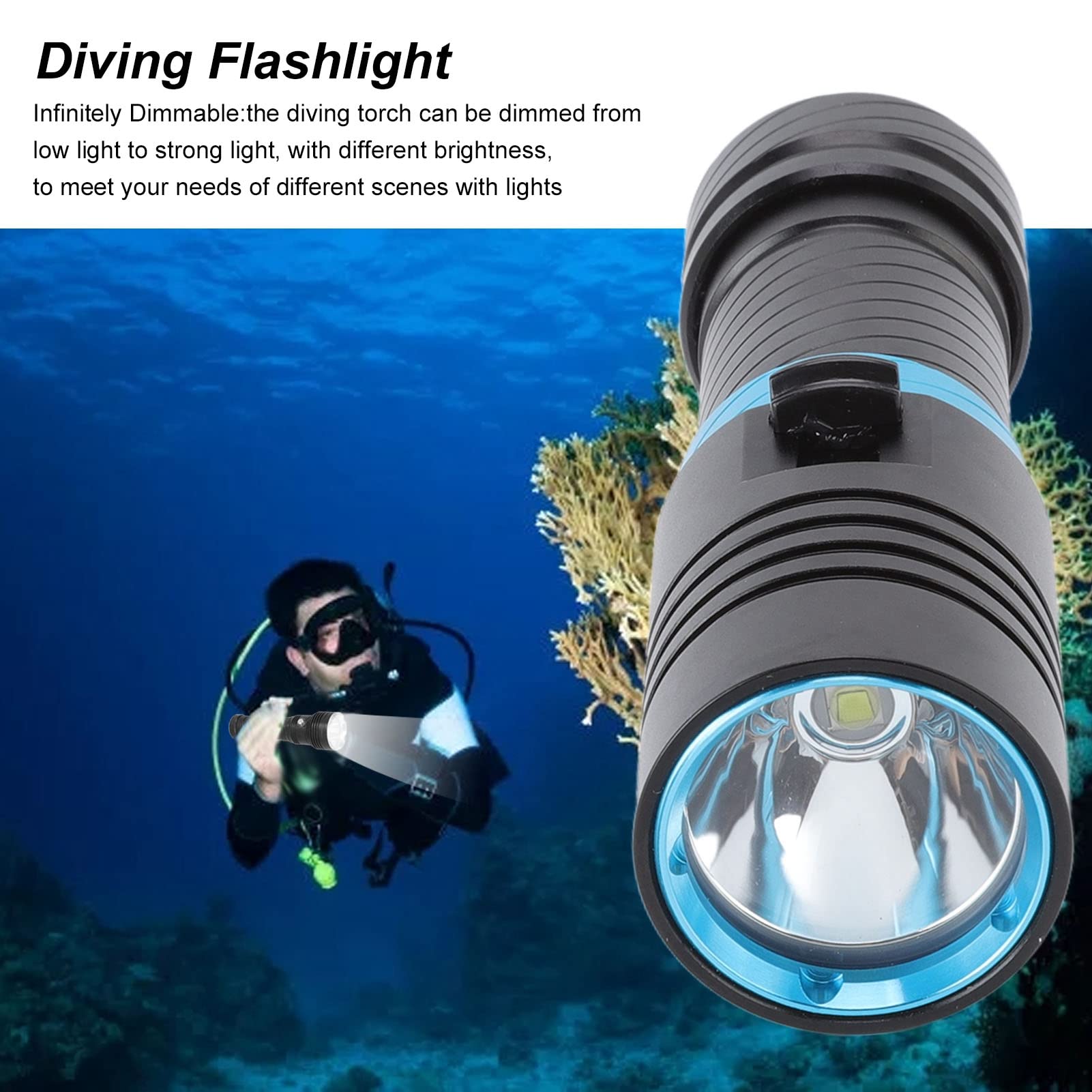 Lampe de poche étanche LED L2 sous-marine, torche tactique pour plongée à 80M, Portable, batterie 18650  39