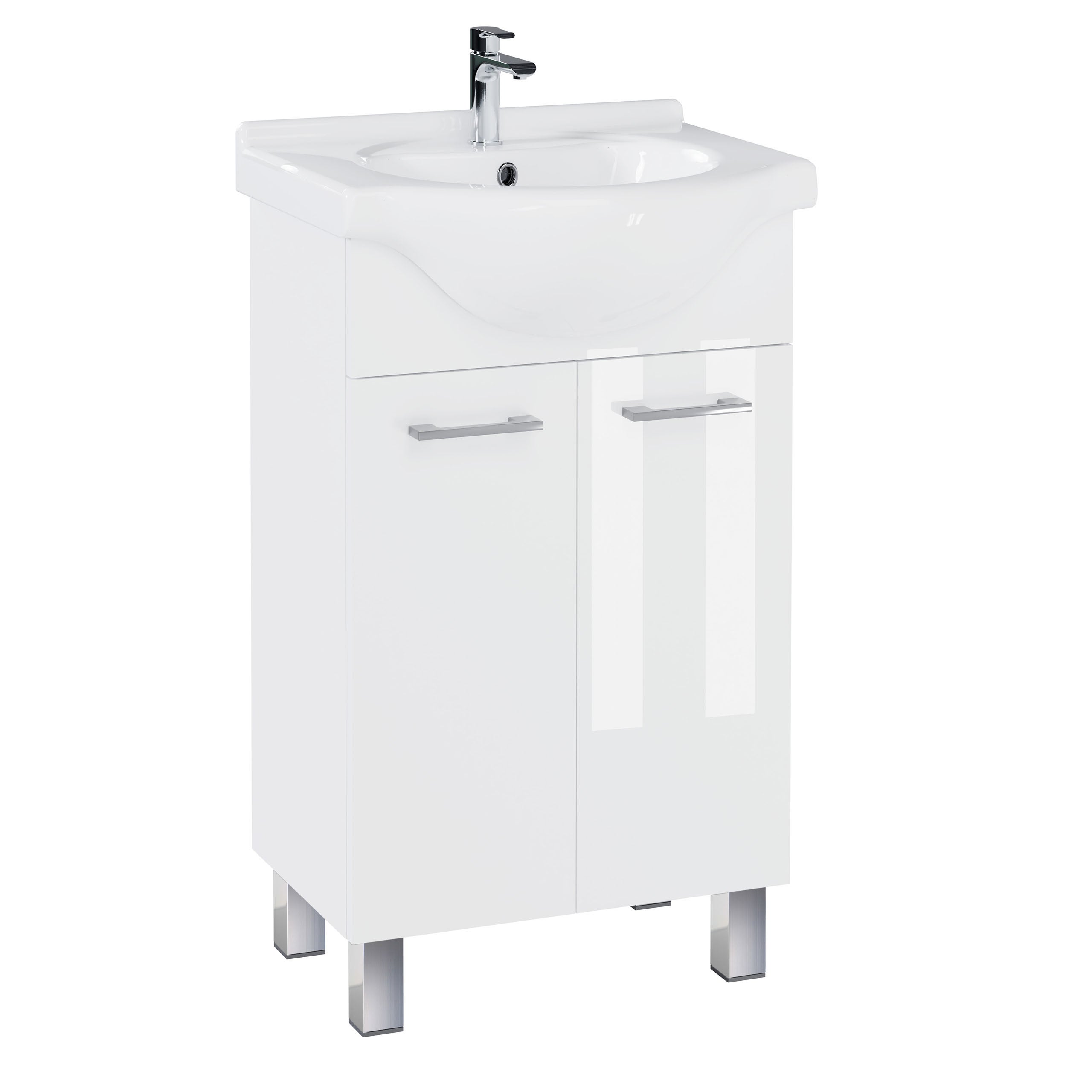 Zestaw 50 cm szafka biała z umywalką ceramiczną