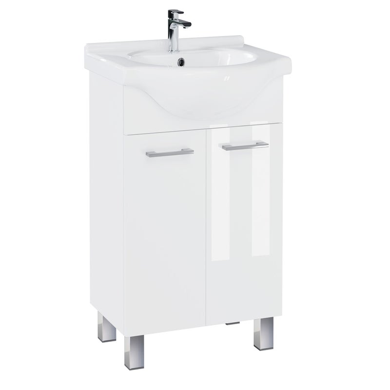 Zestaw 50 cm szafka biała z umywalką ceramiczną