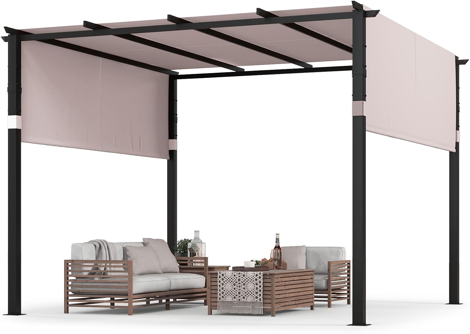 Gazebo da Giardino | Gazebo da Esterno con Stringa di Luci LED 3x3 m