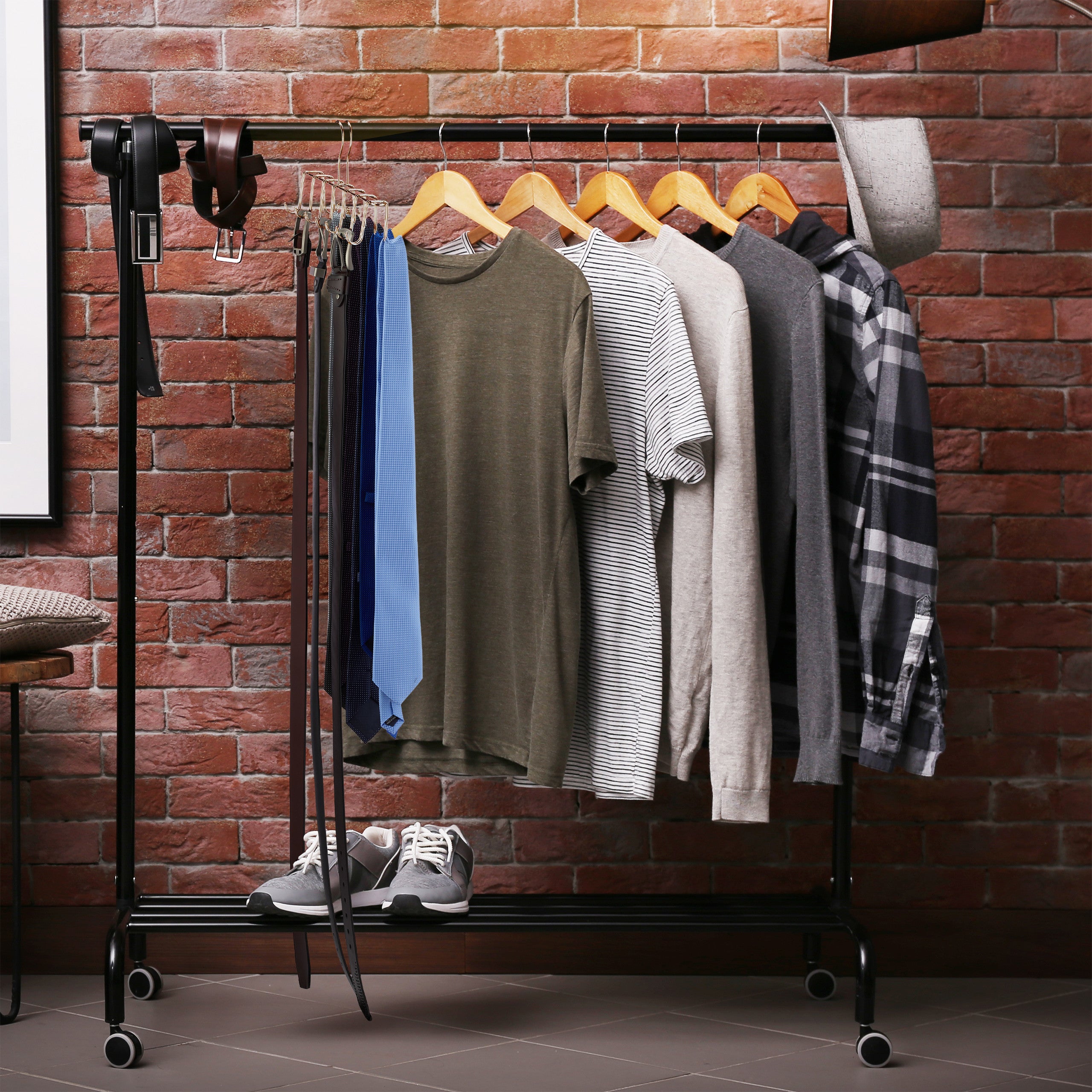 4 Grucce Portacinture in Metallo, Moderno Appendino per Cravatte, Salvaspazio, 14 Ganci da Armadio, Rame - 2