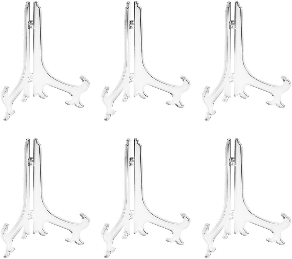 Miniaturowe plastikowe stojaki ekspozycyjne – 12 małych stojaków w stylu sztalugi do eksponowania kart i zdjęć – 7,5 cm (3 cale) – przezroczyste