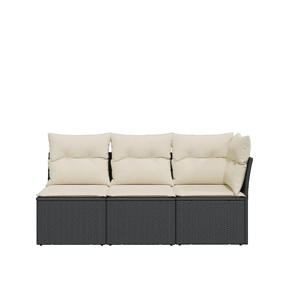 Sofa ogrodowy vidaXL z plecionki żywicznej czarny 3 os. z funkcją przechowywania