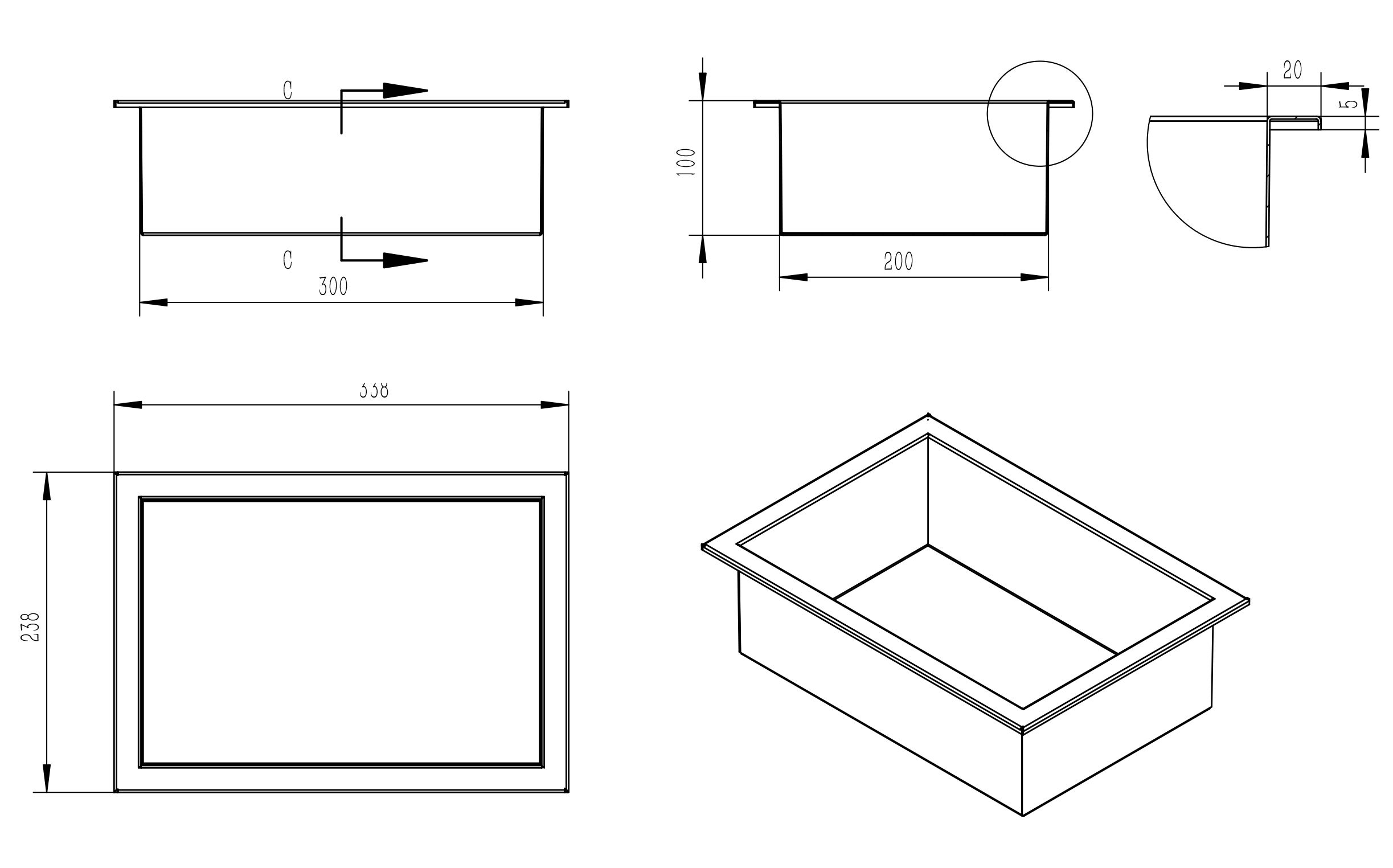 Bernstein Półka wnękowa podtynkowa do zabudowy 20x30x10 - 4
