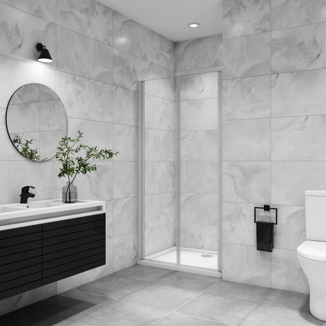 AICA porte de douche battante 90x180cm profilé blanc en 5mm verre anticalcaire porte de douche Hauteur 180cm Installation en niche