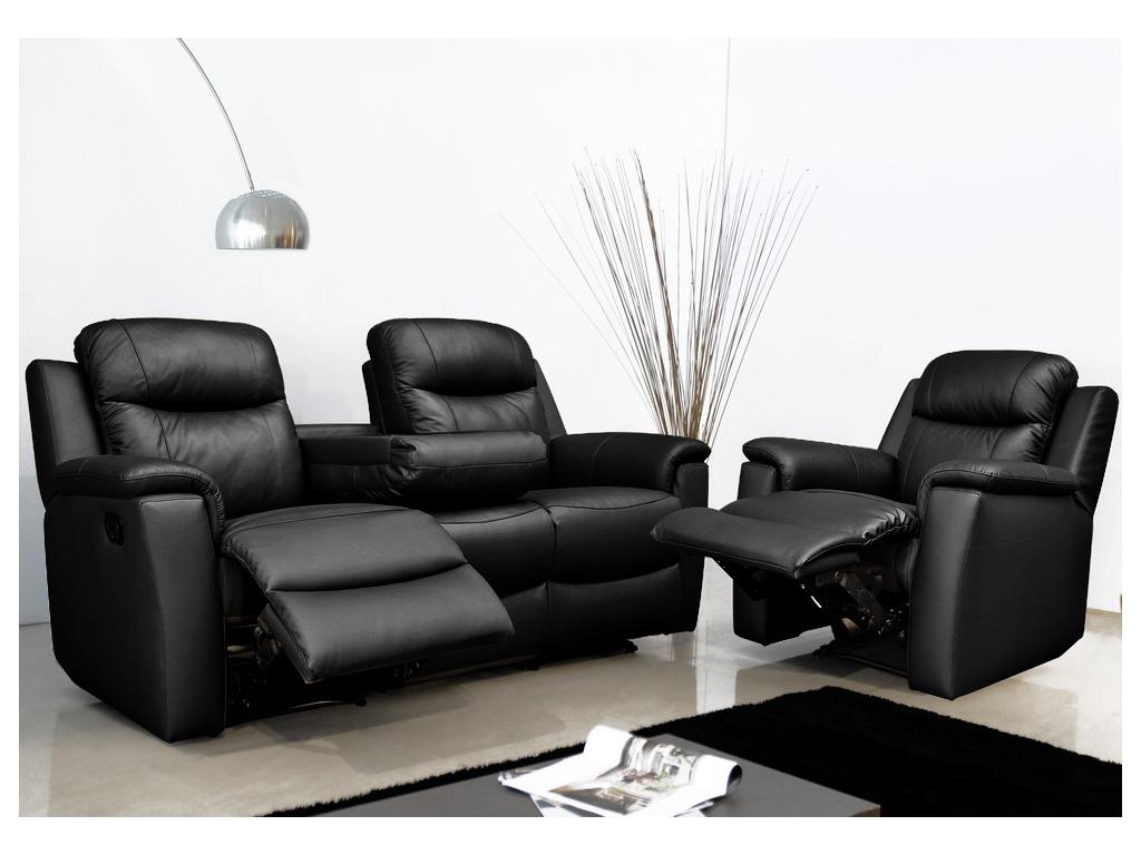 Canapé Relax 2 Places Lincoln - Simili Noir - Inclinable - Dimensions 147x89x103 Cm
