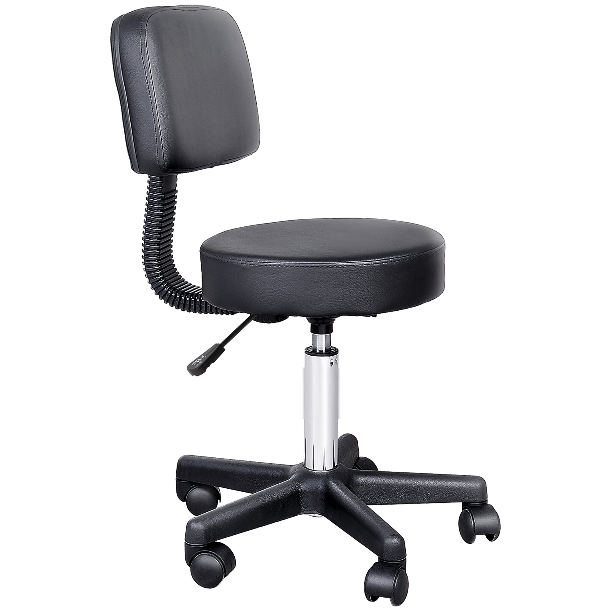 Tabouret Coiffure Réglable Hauteur Avec Vérin Hydraulique Et Roulettes 360° – Siège Ergonomique Noir Pour Salon, Tatouage, Spa