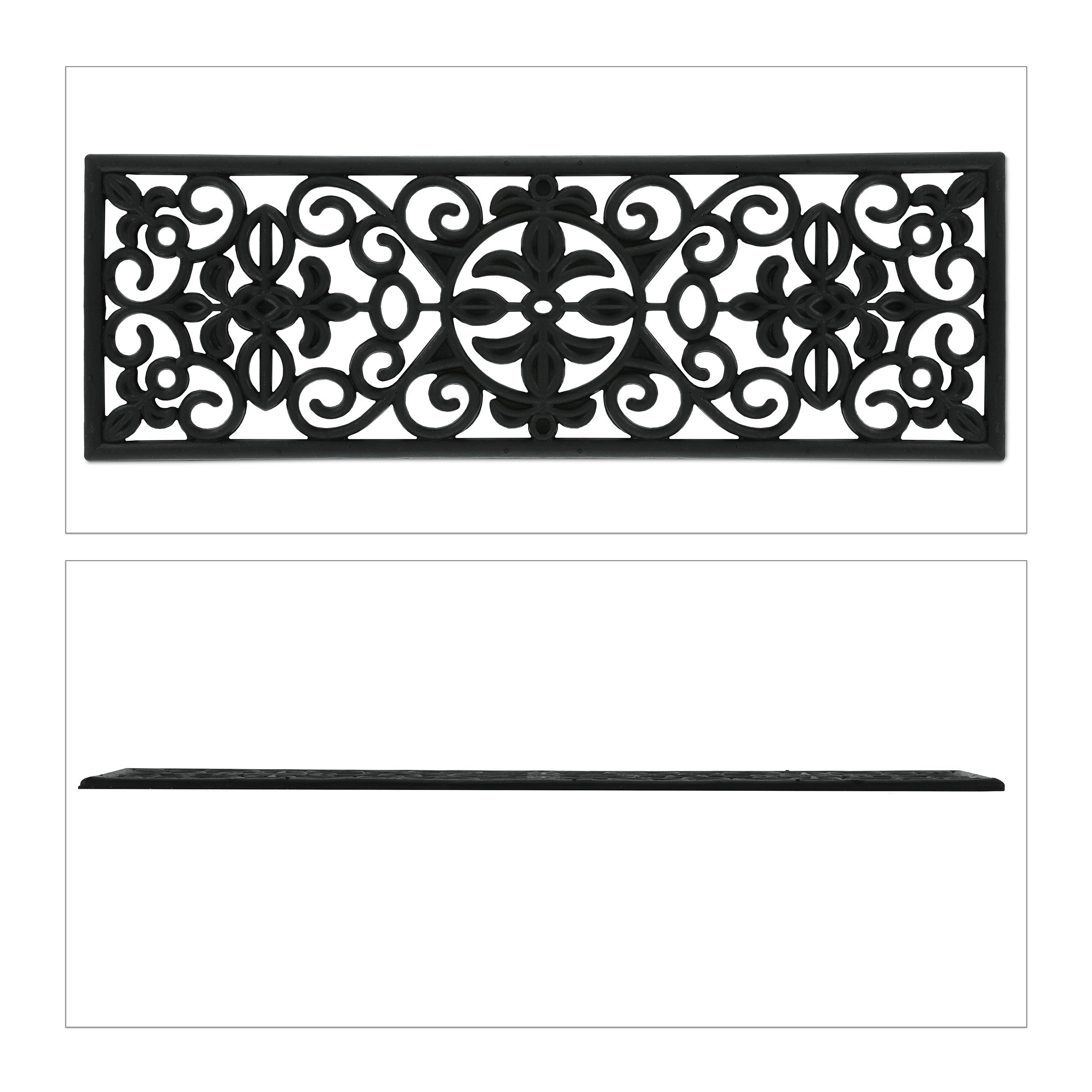Relaxdays Paillasson de marche caoutchouc, tapis porte entrée, extérieur, intérieur, ornement, antidérapant, 75x25, noir - 7