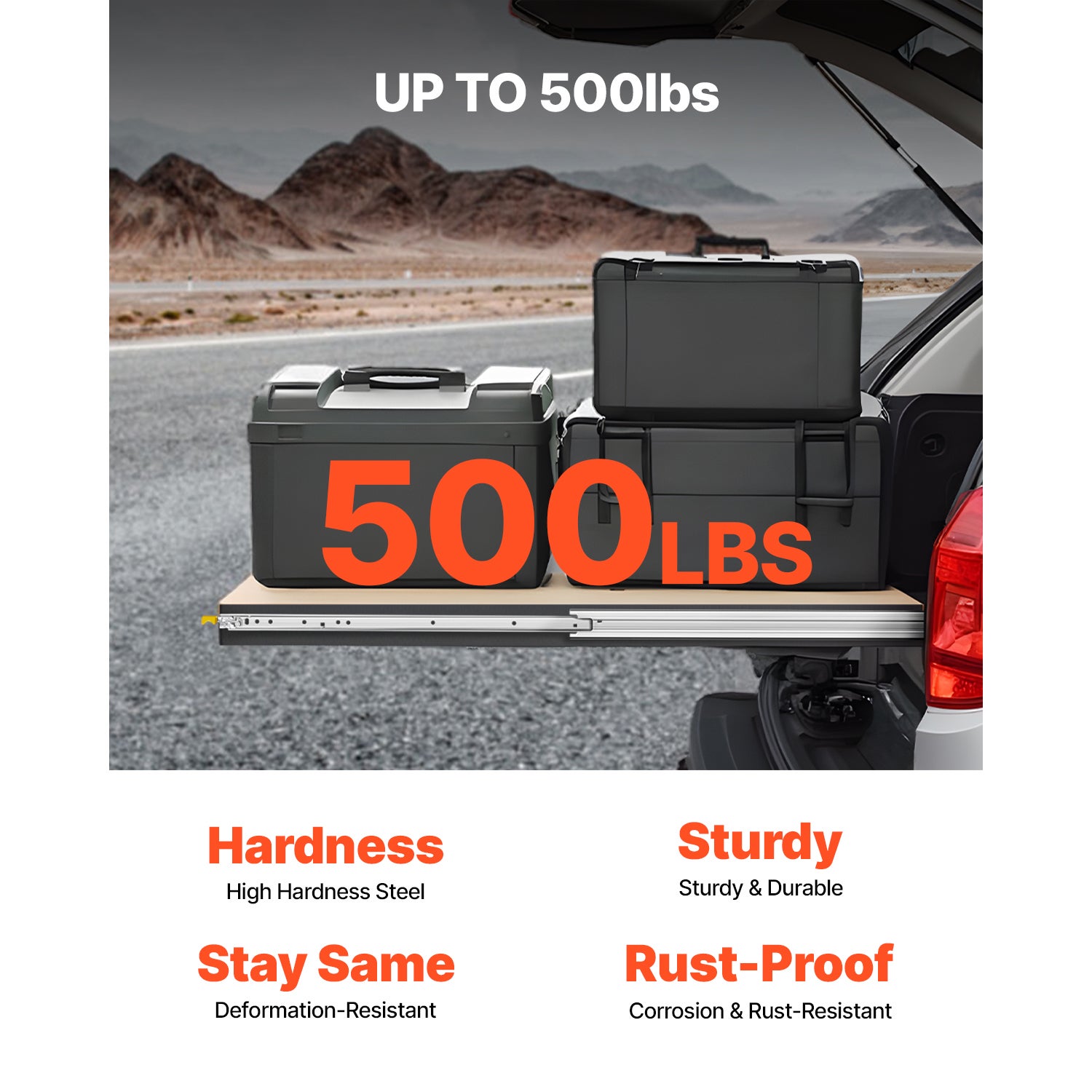 Glissières tiroir à extension complète,SucceBuy capacité charge de 500 lb,roulement à billes avec verrouillage,rail coulissant latéral,18 à 60 po - 4