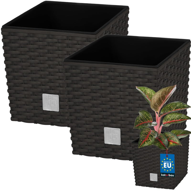 2x donica 6,8 l ogrodowa balkonowa taras kwiaty doniczka rattan wkład ogród - KOTARBAU