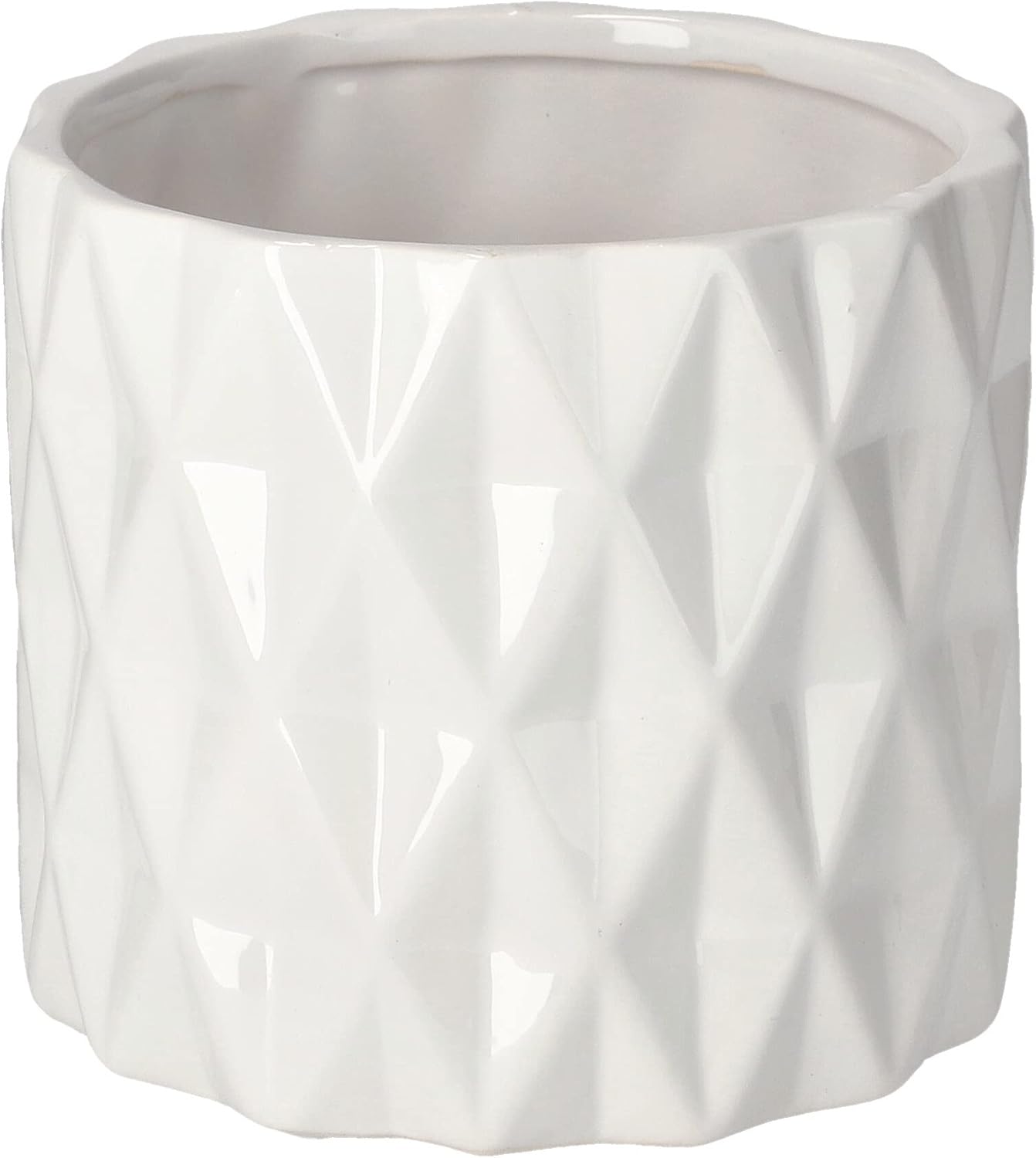 Donica doniczka osłonka ⌀12 cm biała ceramika szkliwiona dekoracja cylinder - KOTARBAU