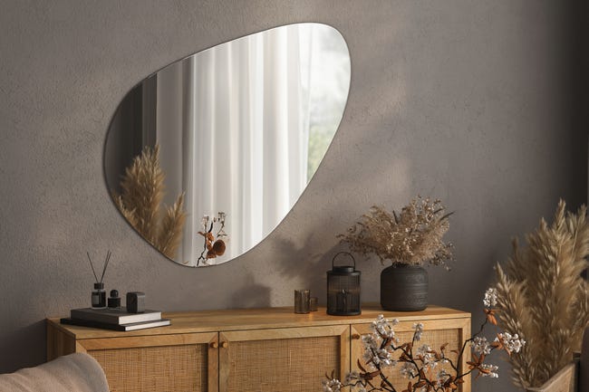 COSTWAY Specchio Da Parete 78x56 Cm, Specchio Da Bagno A Forma Irregolare Con Base Posteriore Premium Specchio Decorativo Per Soggiorno Ingresso Bagno 78 X 56 Cm 81989040 COSTWAY Specchio Da Parete 78x56 Cm, Specchio Da Bagno A Forma Irregolare Con Base Posteriore Premium Specchio Decorativo Per Soggiorno Ingresso Bagno 78 X 56 Cm 81989040