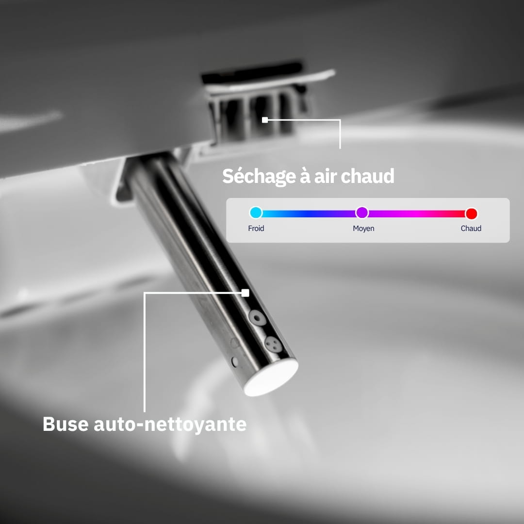 Abattant WC Japonais électrique Premium avec séchage et eau chaude (Forme O) – Siège et Cuvette Chauffants, Douchette Hygiénique – Marque Française - 3