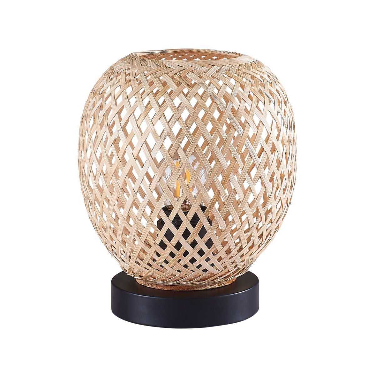 Lampa stołowa w stylu boho beżowa z czarną podstawą 1xE27 20W ZANZIBAR 329202 Polux